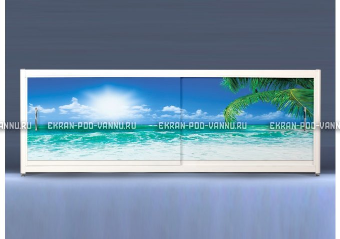 Экран на роликах EUROPLEX Пляж – купить по цене 12400 руб. в интернет-магазине в городе Курган картинка 1