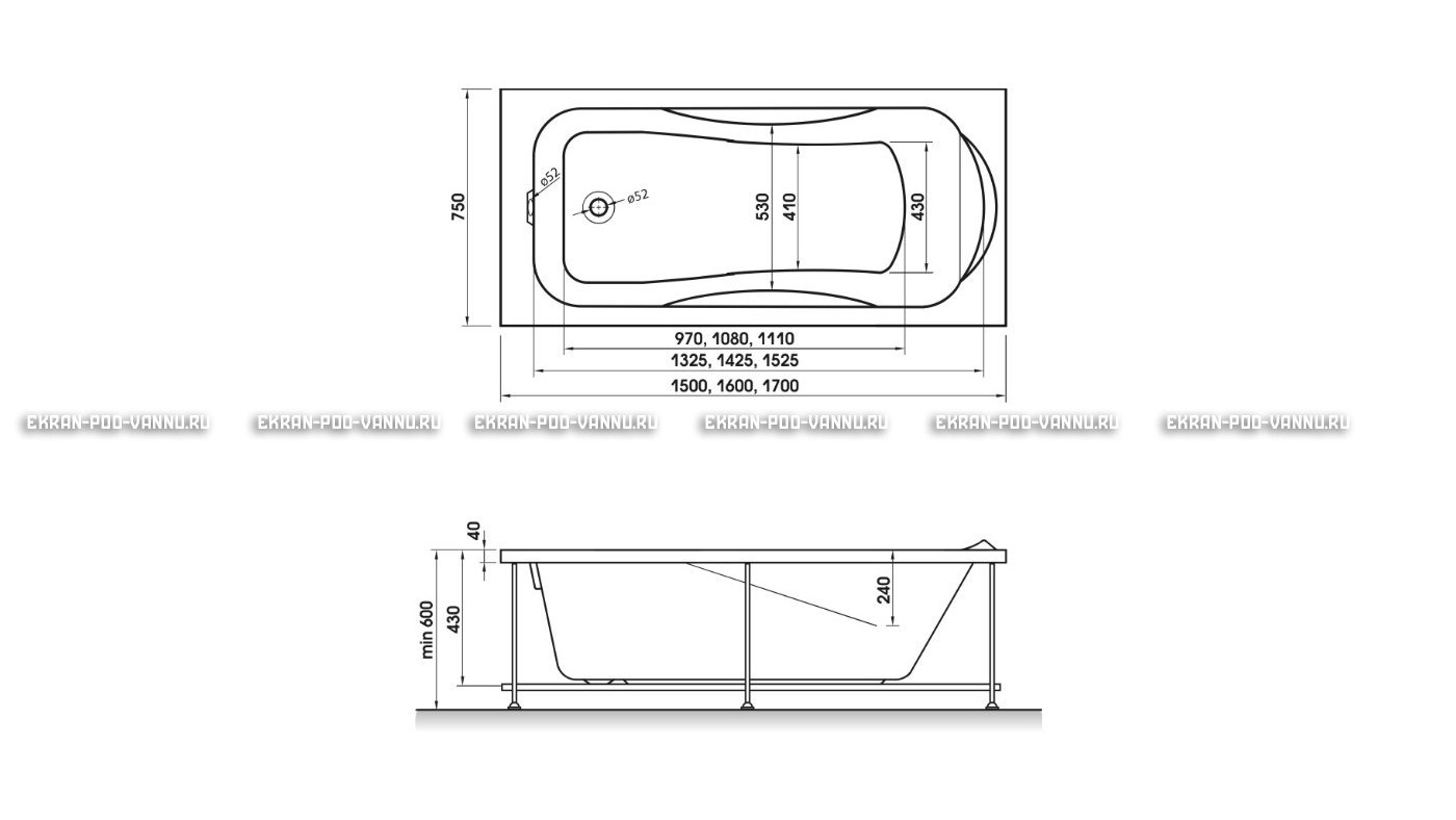 Акриловая ванна Relisan Elvira 170x75 – купить по цене 16160 руб. в интернет-магазине в городе Курган картинка 10