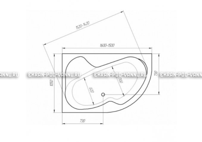 Акриловая ванна 1MarKa Aura 150x105 – купить по цене 16250 руб. в интернет-магазине в городе Курган картинка 3