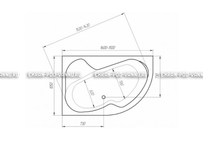 Акриловая ванна 1MarKa Imago 160x105 – купить по цене 16700 руб. в интернет-магазине в городе Курган картинка 3