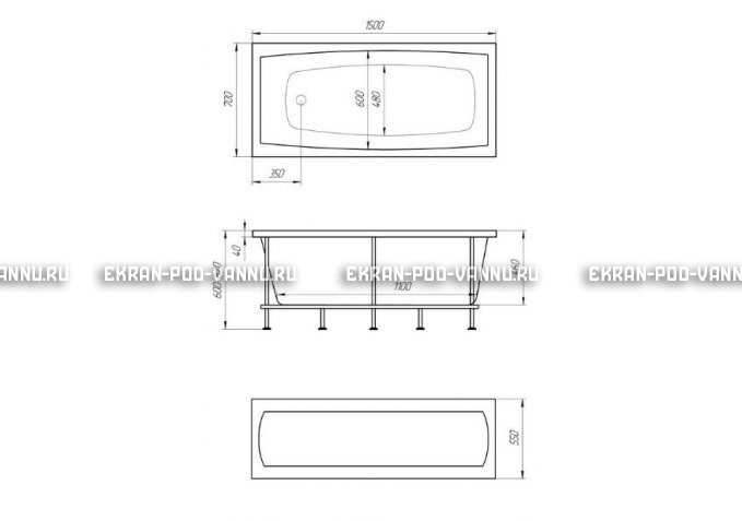 Акриловая ванна 1MarKa Melora 150x70 – купить по цене 12300 руб. в интернет-магазине в городе Курган картинка 4