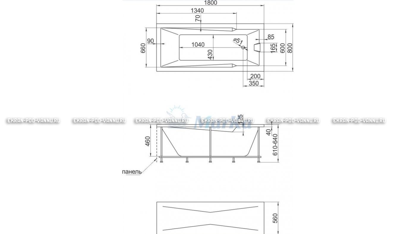 Акриловая ванна 1MarKa Raguza 180x80 – купить по цене 17854 руб. в интернет-магазине в городе Курган картинка 13