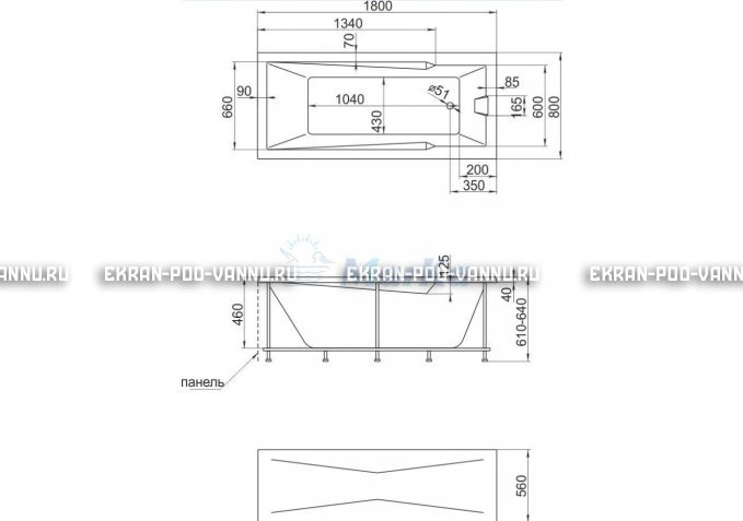 Акриловая ванна 1MarKa Raguza 180x80 – купить по цене 17854 руб. в интернет-магазине в городе Курган картинка 4