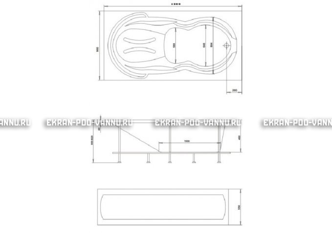 Акриловая ванна 1MarKa Taormina 180x90 – купить по цене 17670 руб. в интернет-магазине в городе Курган картинка 3