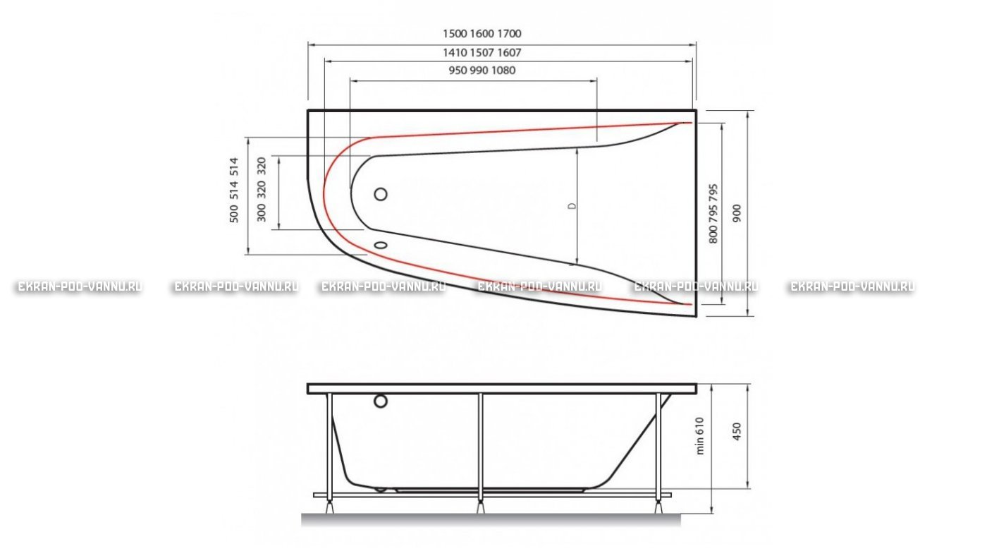 Акриловая ванна Vayer Boomerang 150x90 – купить по цене 42270 руб. в интернет-магазине в городе Курган картинка 10