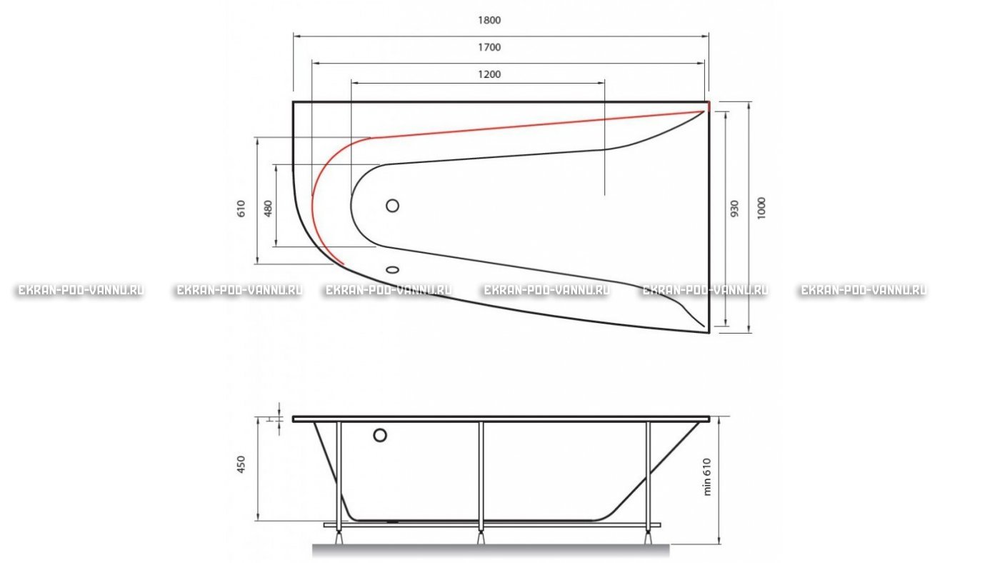 Акриловая ванна Vayer Boomerang 180x100 – купить по цене 53030 руб. в интернет-магазине в городе Курган картинка 13