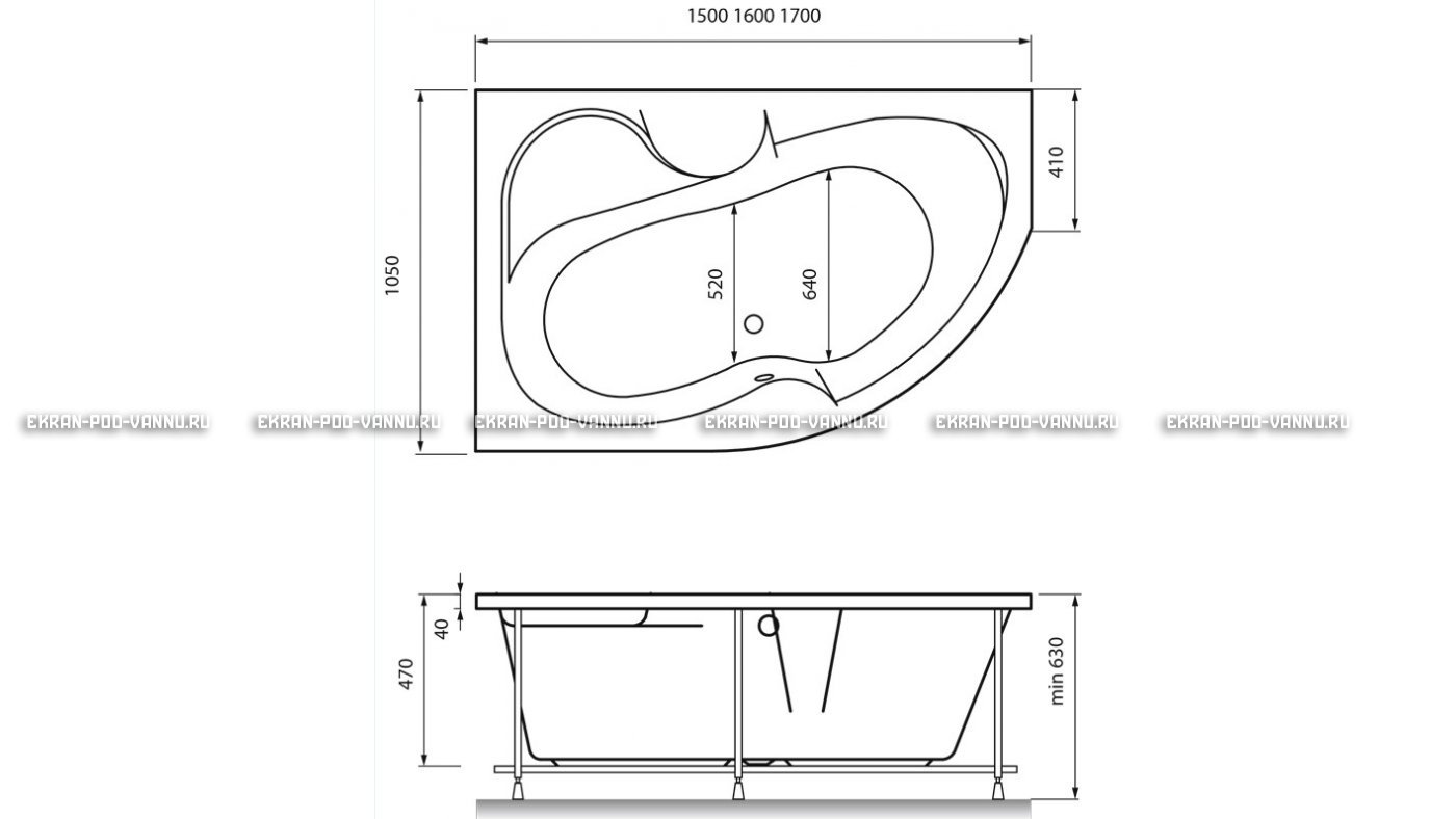 Акриловая ванна Vayer Azalia 160x105 – купить по цене 28220 руб. в интернет-магазине в городе Курган картинка 16
