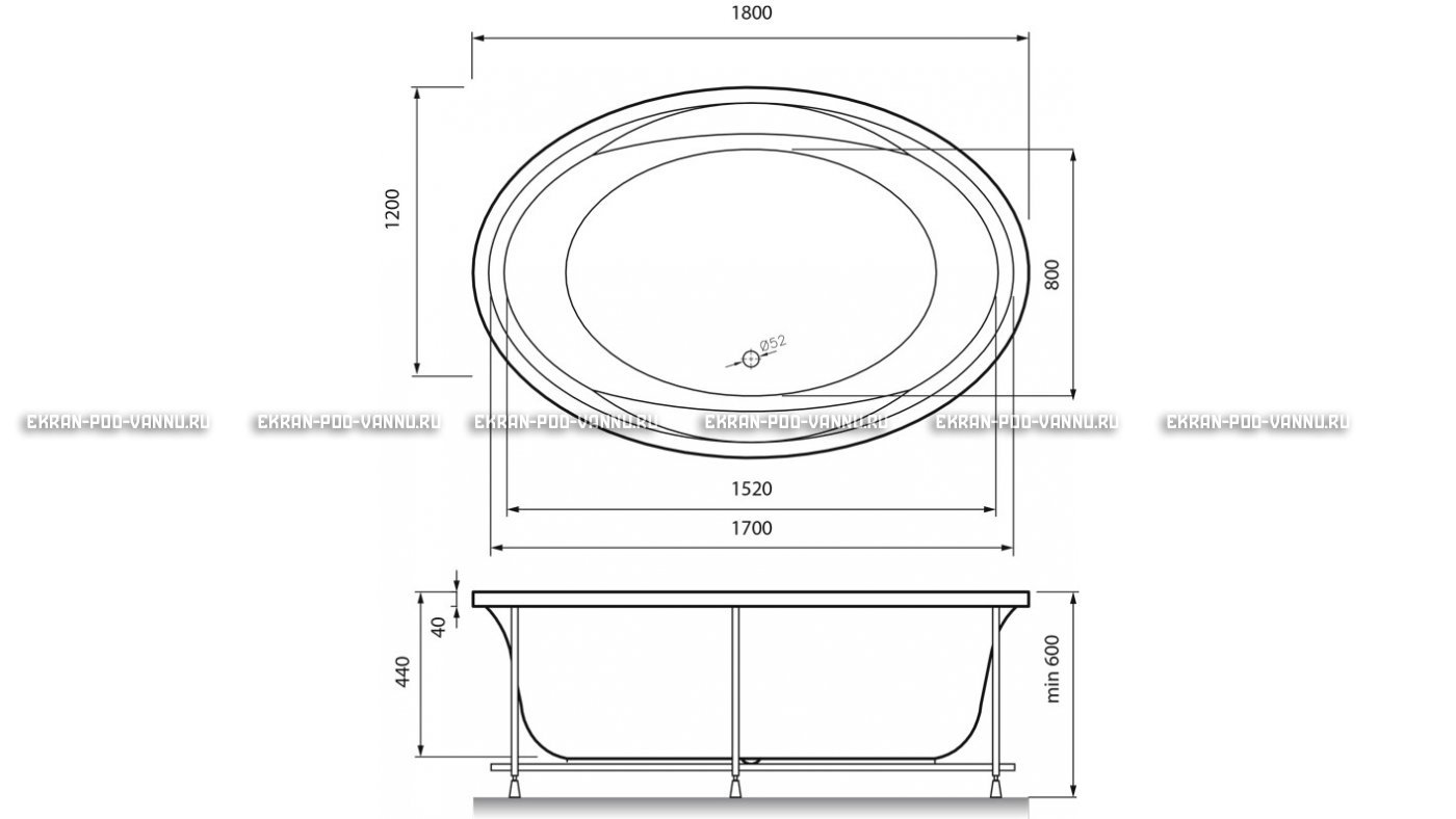 Акриловая ванна Vayer Opal 180x120 – купить по цене 33850 руб. в интернет-магазине в городе Курган картинка 13