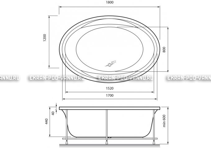 Акриловая ванна Vayer Opal 180x120 – купить по цене 33850 руб. в интернет-магазине в городе Курган картинка 4